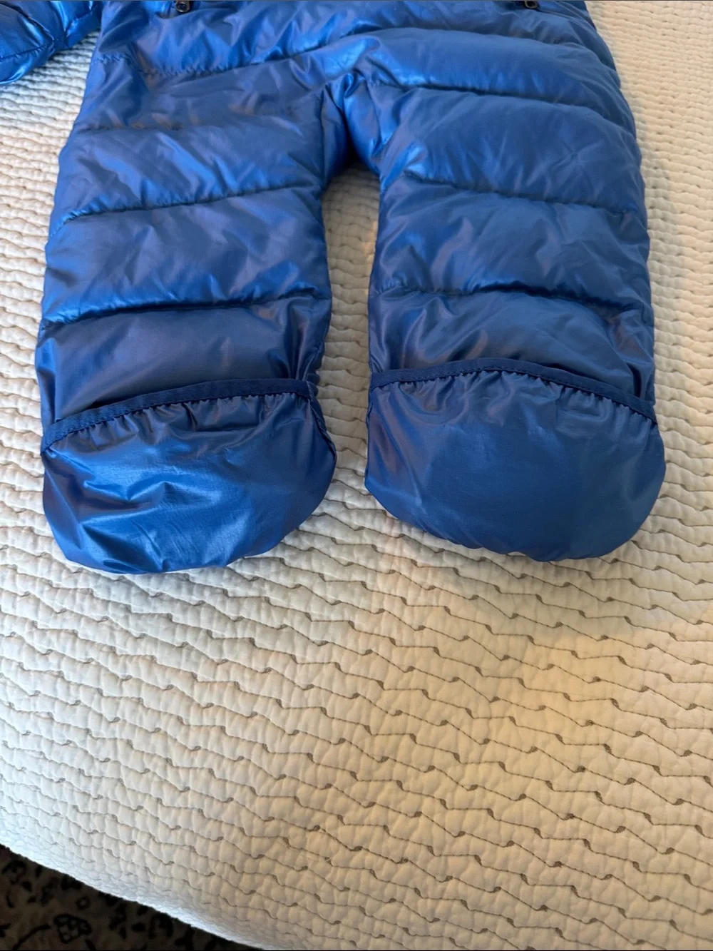 Patagonia Kids Royal Blue Down One-Piece Bunting with Fleece Hood